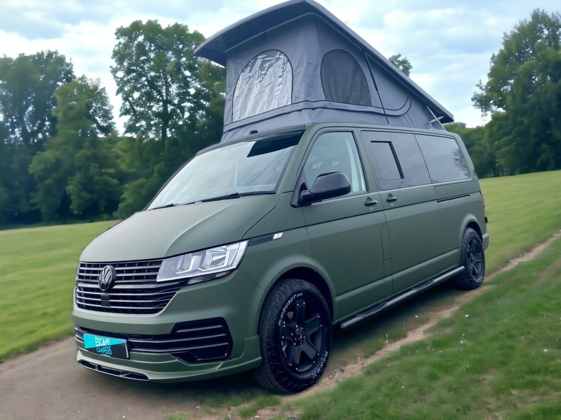 green vw campervan