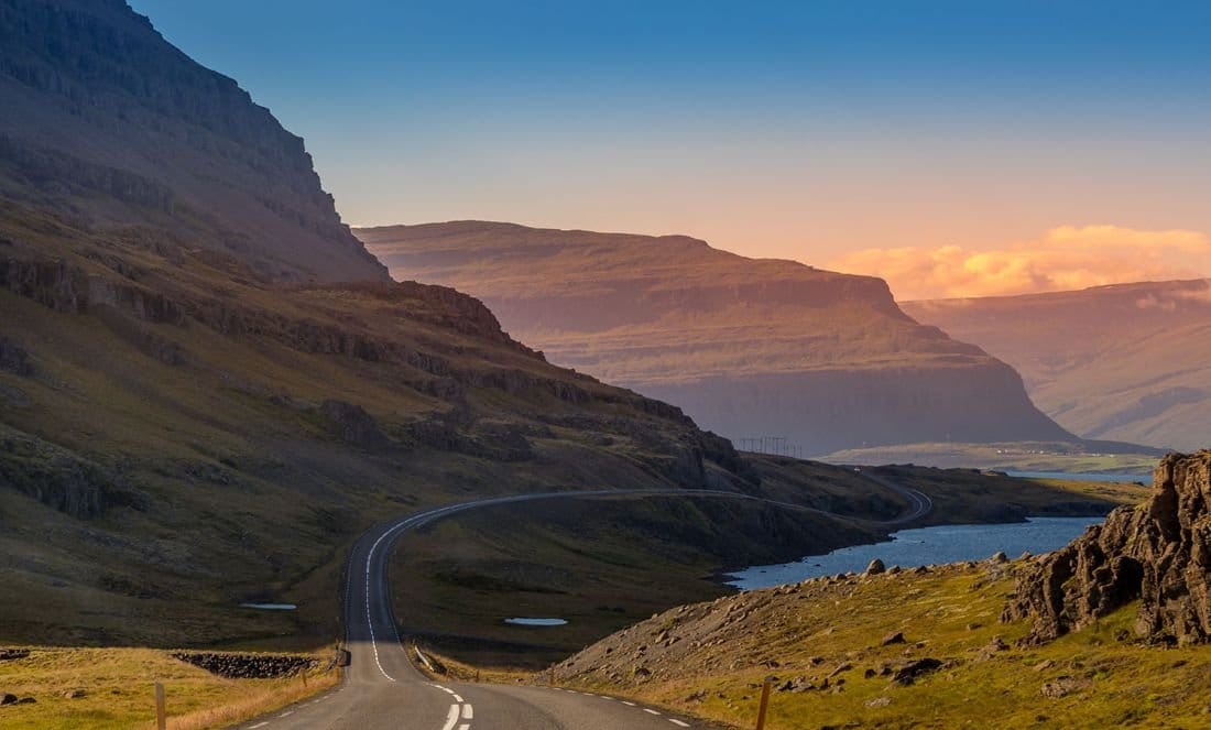 scenic road with mountains