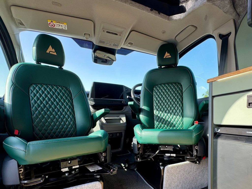 M1 tested front swivel seats in the cab of an Escape Breeze Plus VW T7 campervan